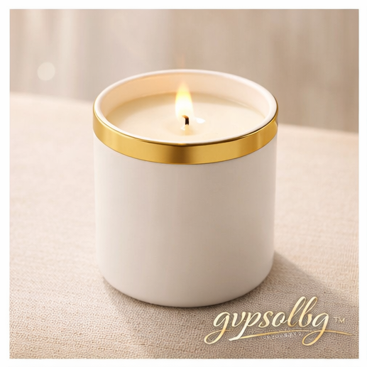 gvpsolbg™ Ceramic Scented Candle - Gold-Trimmed Elegance