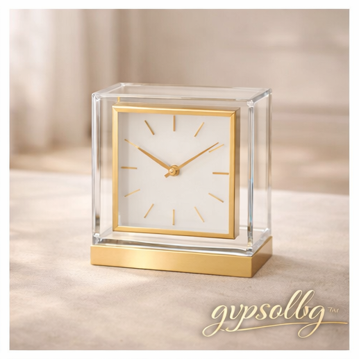 gvpsolbg™ Glass & Brass Table Clock - Timeless Elegance