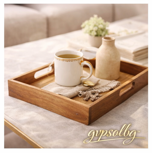 gvpsolbg™ Handcrafted Wooden Tray - Organic Luxury
