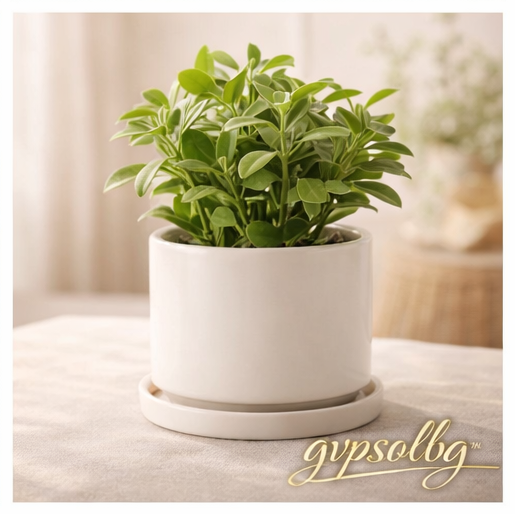 gvpsolbg™ Ceramic Plant Pot with Saucer - Indoor Garden